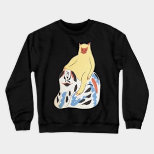 Cute Monkey Japanese Cat on a Dog Aesthetic Japanese Toys Crewneck Sweatshirt